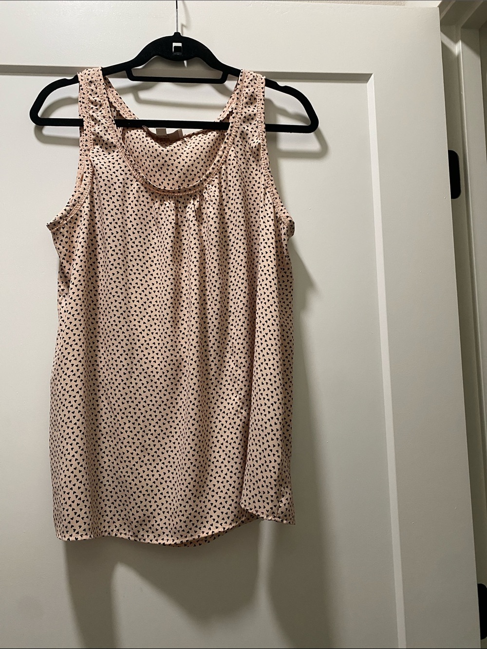 Sleeveless Pink & black hearts Tank Top